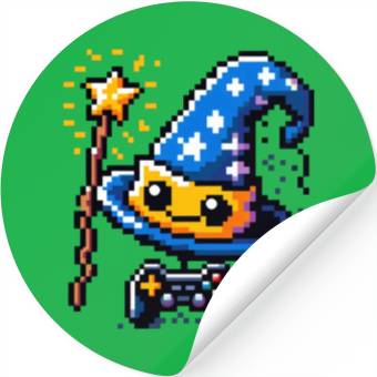 Discover Gamer Wizard 8-Bit Hat with Controller Wand Stickers