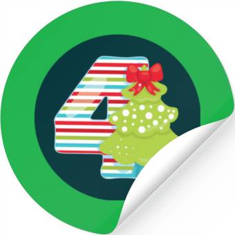 Discover 4th Christmas Tree Present - Number Four Stickers
