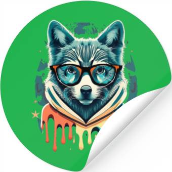 Discover Hipster Wolf Drip Stickers
