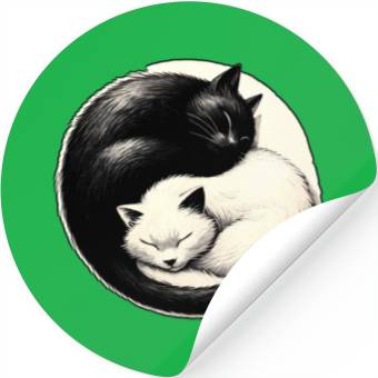 Discover Yin and yang cats sleeping Stickers