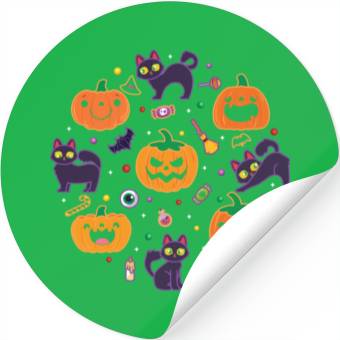 Discover Halloween Pumpkin Cat Stickers
