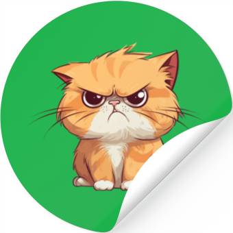 Discover Cat is realy grumpy - A orange grumpy cat Stickers