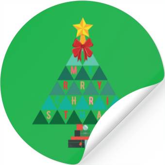 Discover Merry Christmas tree (black bg) using triangles Stickers