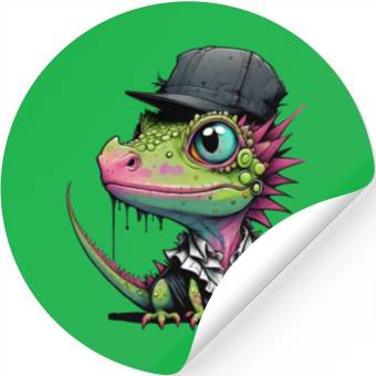 Discover Cute lizard with cap Stickers