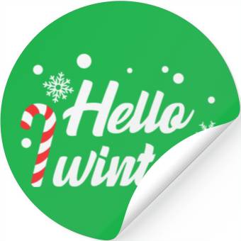 Discover Hello Winter Christmas Candy Canes Stickers