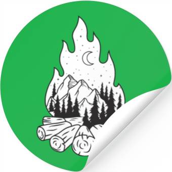 Discover Campfire with Mountain and Moon Stickers