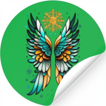Discover Angel Wings Embracing Snowflakes Stickers