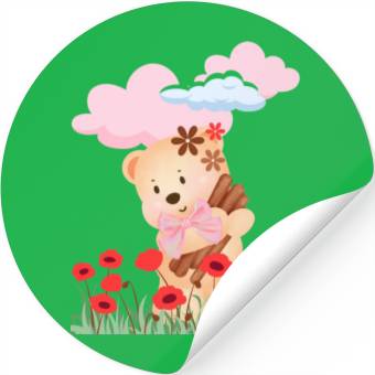 Discover teddy bear and flowers Stickers