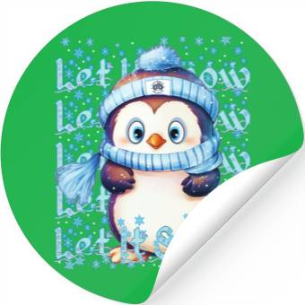 Discover Let it Snow Winter Penguin Stickers