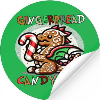 Discover Gingerbread & Candy Cane - A Gingerbread Dragon Stickers