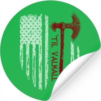 Discover Vikings Axe Valhalla US Flag Stickers Viking
