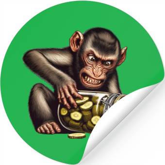 Discover Angry monkey with cucumber jar Stickers