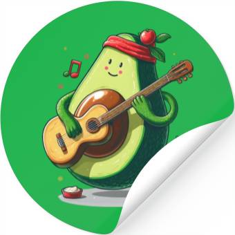 Discover Avocado playing guitar Stickers