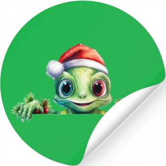 Discover Winter Frog in a Santa Hat Stickers