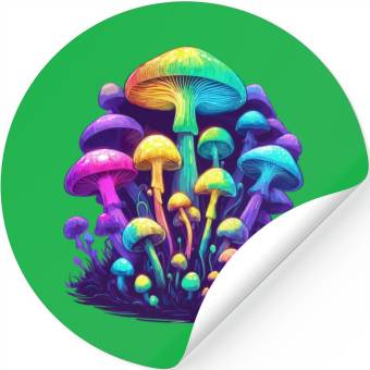 Discover Psychedelic Colorful Mushroom Stickers