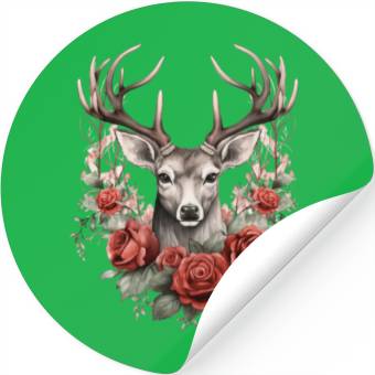 Discover Gothic Deer Forest Animals Roses Stickers