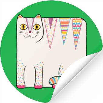 Discover White Loaf Cat Stickers