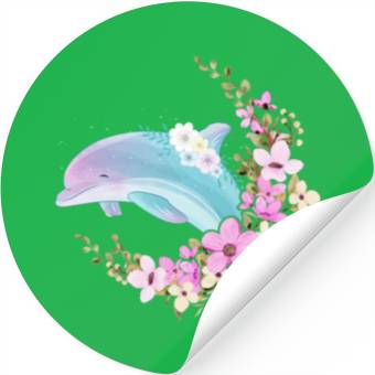 Discover Dolphin Flower Floral Stickers