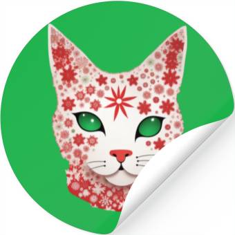 Discover Christmas snowflake cat Stickers