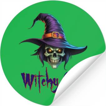 Discover Halloween witch hat Stickers Design
