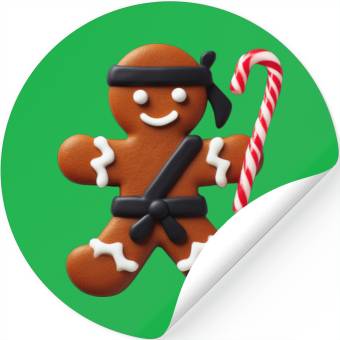 Discover Funny Ninja Gingerbread Man Cookie Candy Cane Stickers