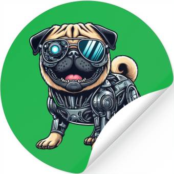 Discover Pug Cyborg - Bionic Robot Dog Stickers