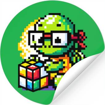 Discover Rubik's Cube & Pixel Turtle - A Brainy Challenge Stickers