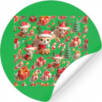 Discover Cute Christmas deer pattern Stickers