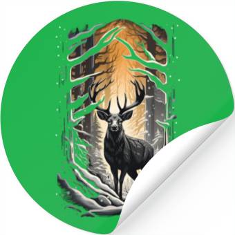 Discover Deer in a snowy forest Stickers