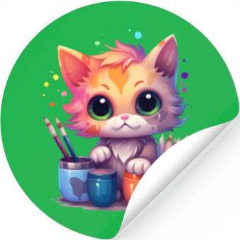 Discover cute painting cat Stickers