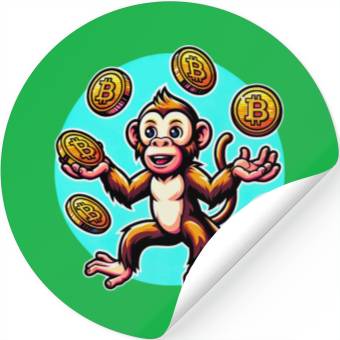 Discover Bitcoin Juggling Monkey - Digital Art Stickers