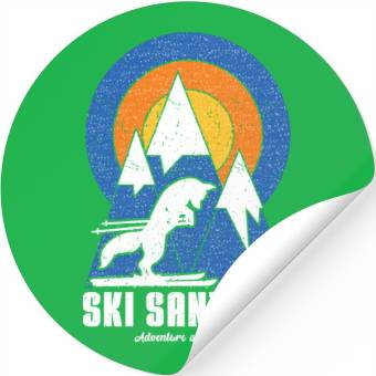 Discover Retro Ski Santa Fe White Fox Stickers