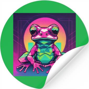 Discover Geometric Synthwave Frog Stickers