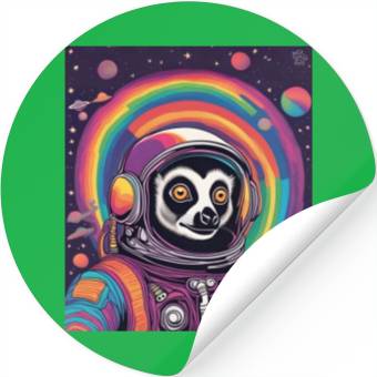 Discover Psychedelic Lemur Astronaut Stickers