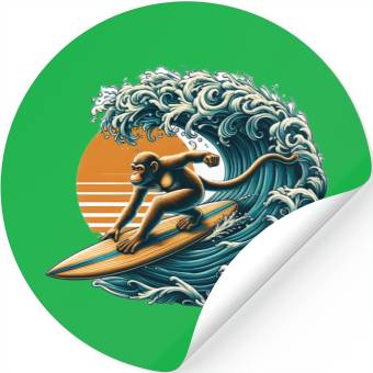 Discover Surfing monkey Stickers