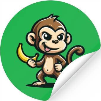 Discover Monkey With Banana Cheeky Stickers