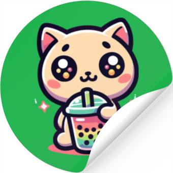 Discover Cat Bubble Tea Boba Kawaii Stickers