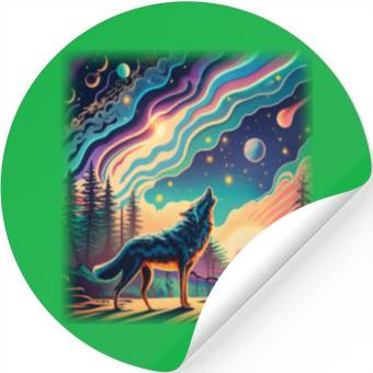 Discover Majestic Wolf Howling At The Eclipse Stickers