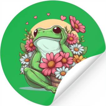 Discover Frog flowers sunset Stickers