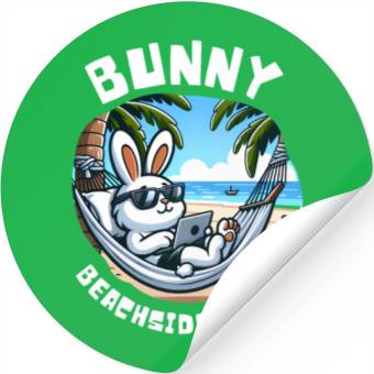 Discover Bunny Beachside Office: Work and Waves Stickers