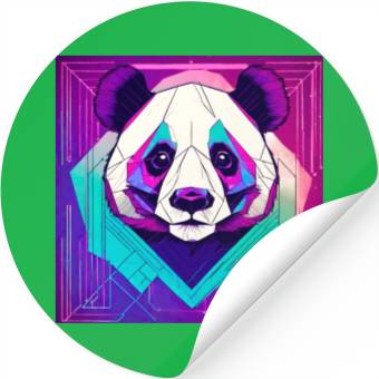 Discover Synthwave Neon Geo Panda Stickers