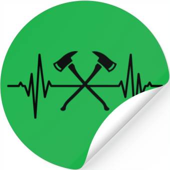 Discover Firefighter Axe Heartbeat Stickers