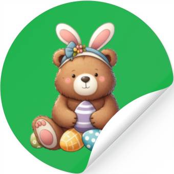 Discover Easter bear with bunny ears and easter eggs Stickers