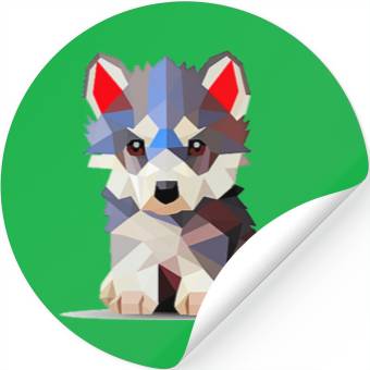 Discover Geometric Wolf Cub Stickers