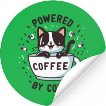 Discover CAT - POWERED BY COFFEE Stickers
