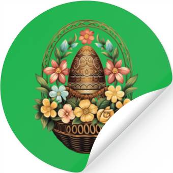 Discover Easter Day Easter Egg Basket Mandala Art Egg Hunt Stickers