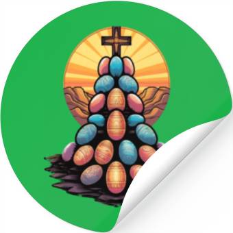 Discover Christian Easter Day Cross Easter Egg Hunt Stickers