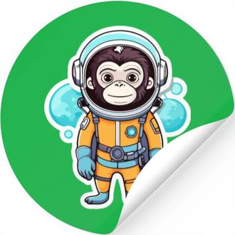 Discover Monkey Ape Astronaut Illustration Stickers