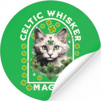 Discover CELTIC WHISKER MAGIC Feline Kitty Design Stickers