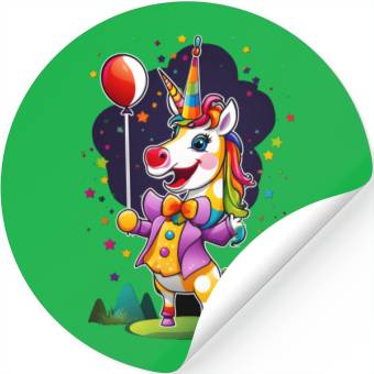 Discover Clown Unicorn Stickers